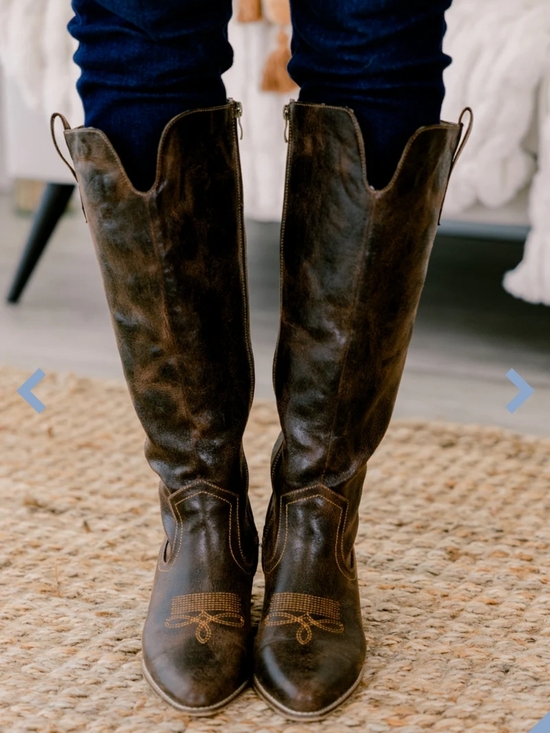 Corkys Shoes - Corkys Dark Brown Western Knee-High Heeled Boots